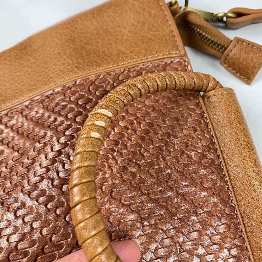 Anthropologie Tobacco Mini Crossbody Purse Brown Textured - Picture 13 of 16